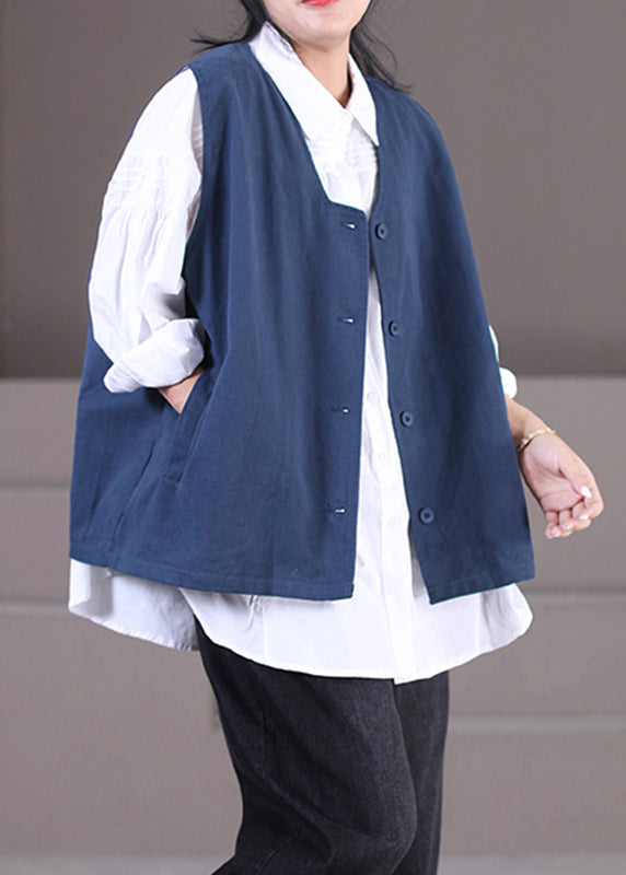 Natural Khaki V Neck Button Waistcoat Fall