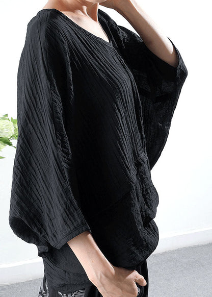 Classy Blue Loose Bat Wing Sleeve Shirts Spring