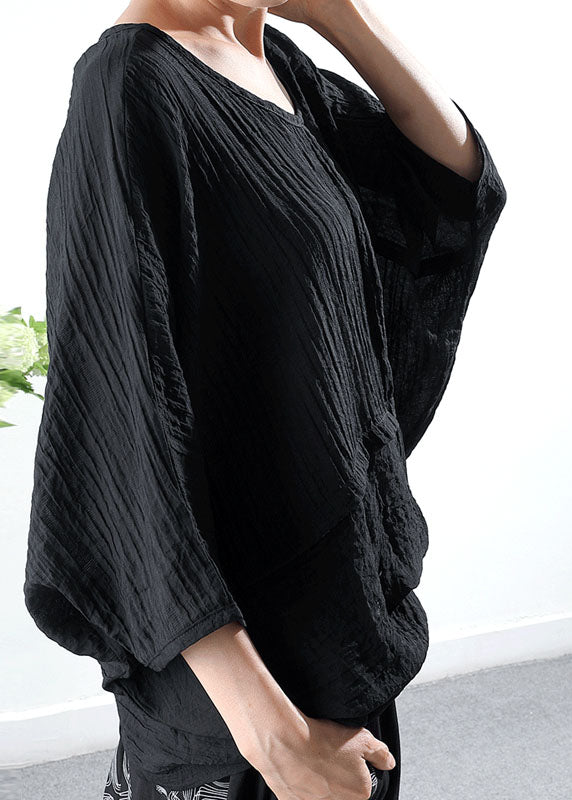 Classy Blue Loose Bat Wing Sleeve Shirts Spring