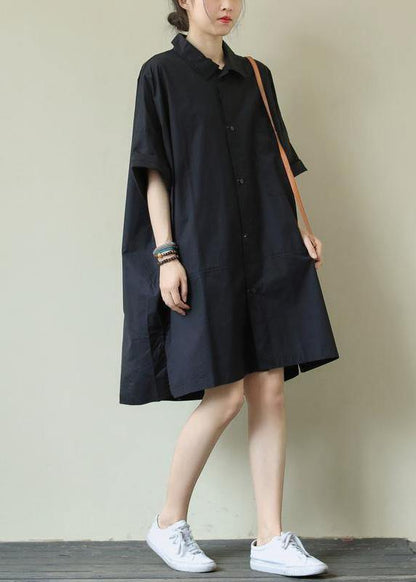 Handmade Black Dress Lapel Summer Clothes Ideas