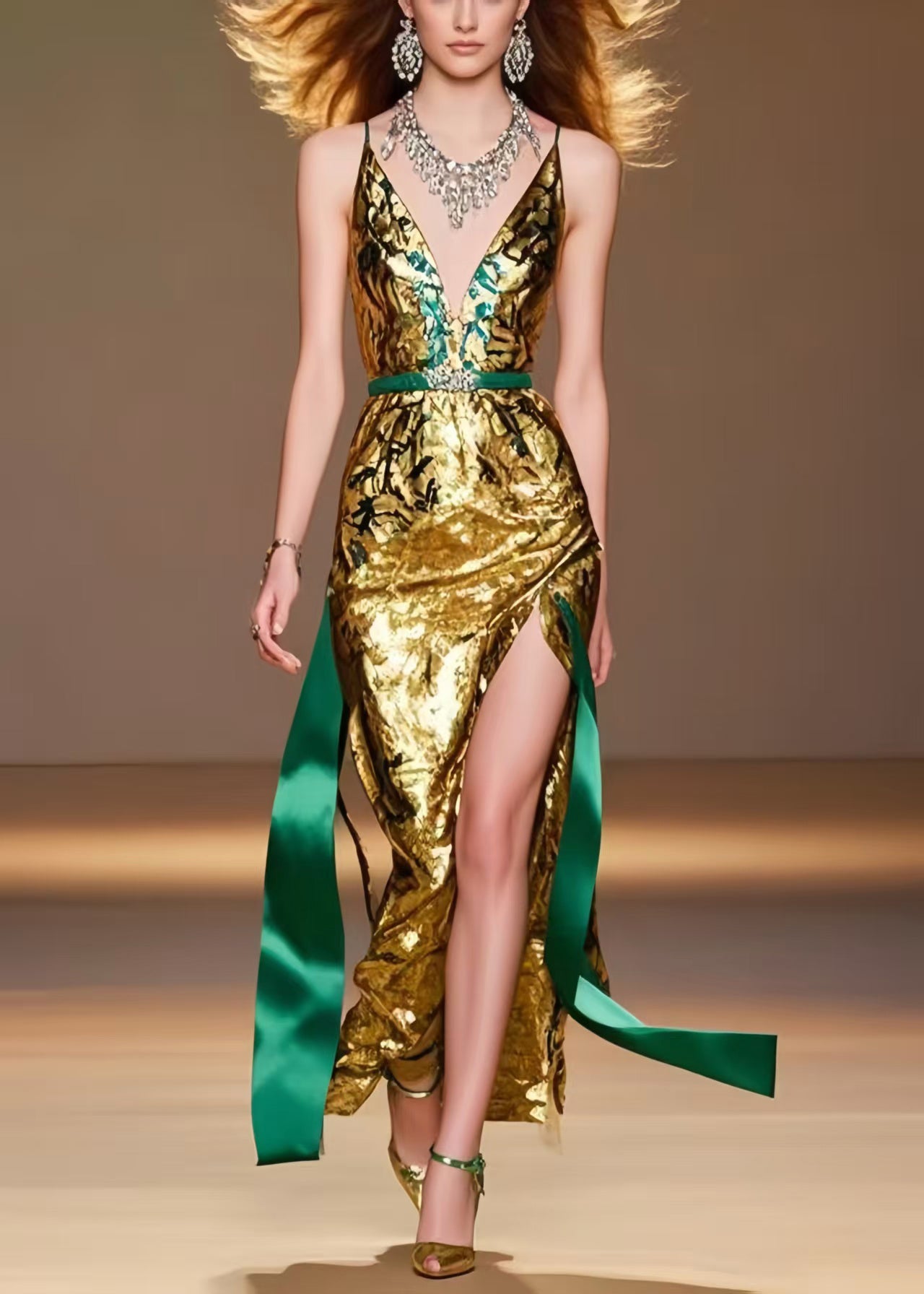 Golden Side Open Silm Fit Vestidos Dress Summer