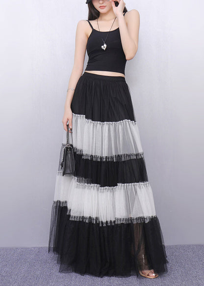 Colorblock Exra Large Hem Patchwork Tulle Skirt Summer
