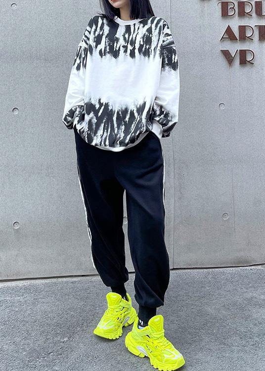 O Neck Spring Tops Design White Print Blouses