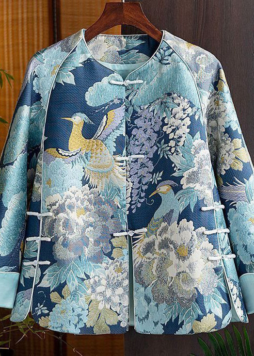Chinese Style Yellow Embroidered Oriental Button Spliced Silk Coat Autumn