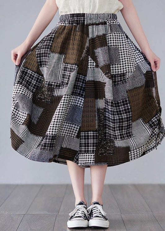 Diy Chocolate Plaid Lantern Pants Summer Cotton Linen