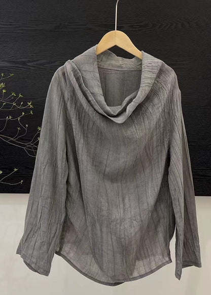 Chinese Style Light Khaki Patchwork Top Spring