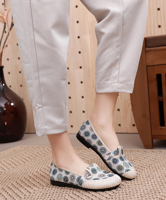 Comfy Blue Flat Shoes for Print Splicing Flat Feet Shoes