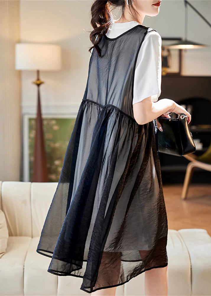 Patchwork Tulle Mid Dress and Top Two Piece Set Summer