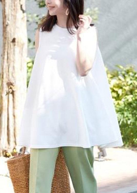 Loose White O-neck Cotton T Shirt Summer