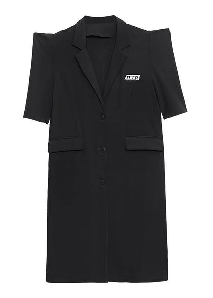 Blue Peter Pan Collar Button Pockets Long Shirt Top