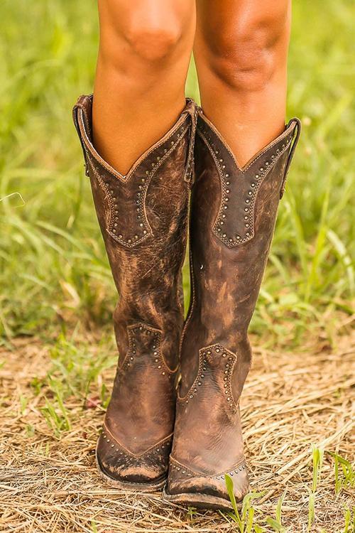 Rustic western cowboy boots