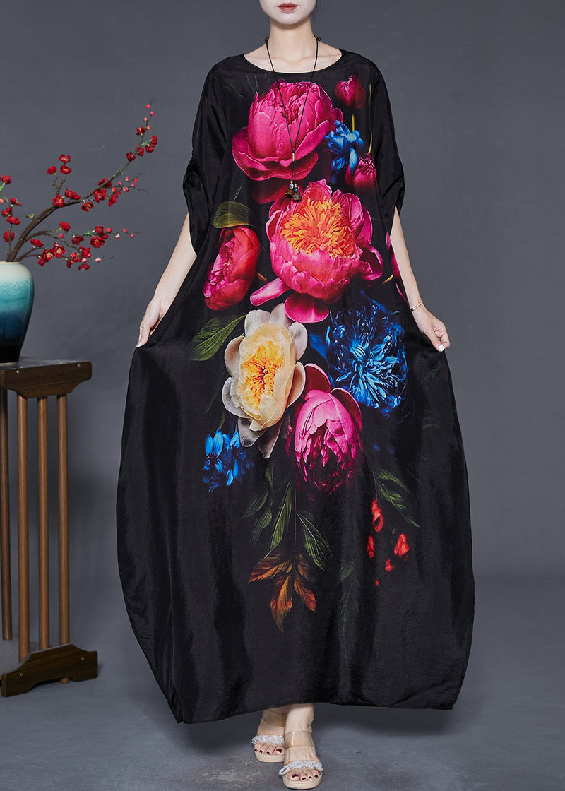 Red Oversized Silk Maxi Dress Spring