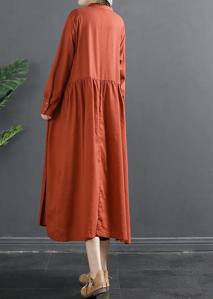 Patchwork Cinched Wardrobes Shape Red Robe Dress