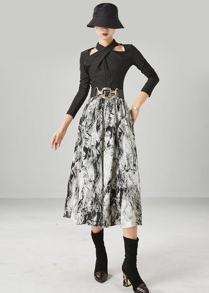 White Tie Dye Cotton a Line Skirt Summer