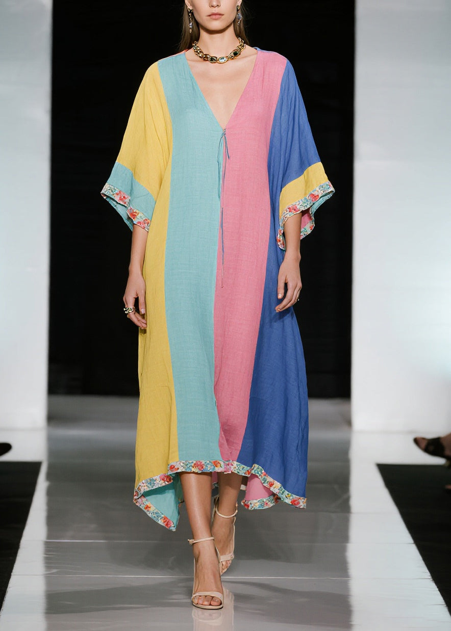 Colorblock Oversized Cotton Holiday Dress Summer