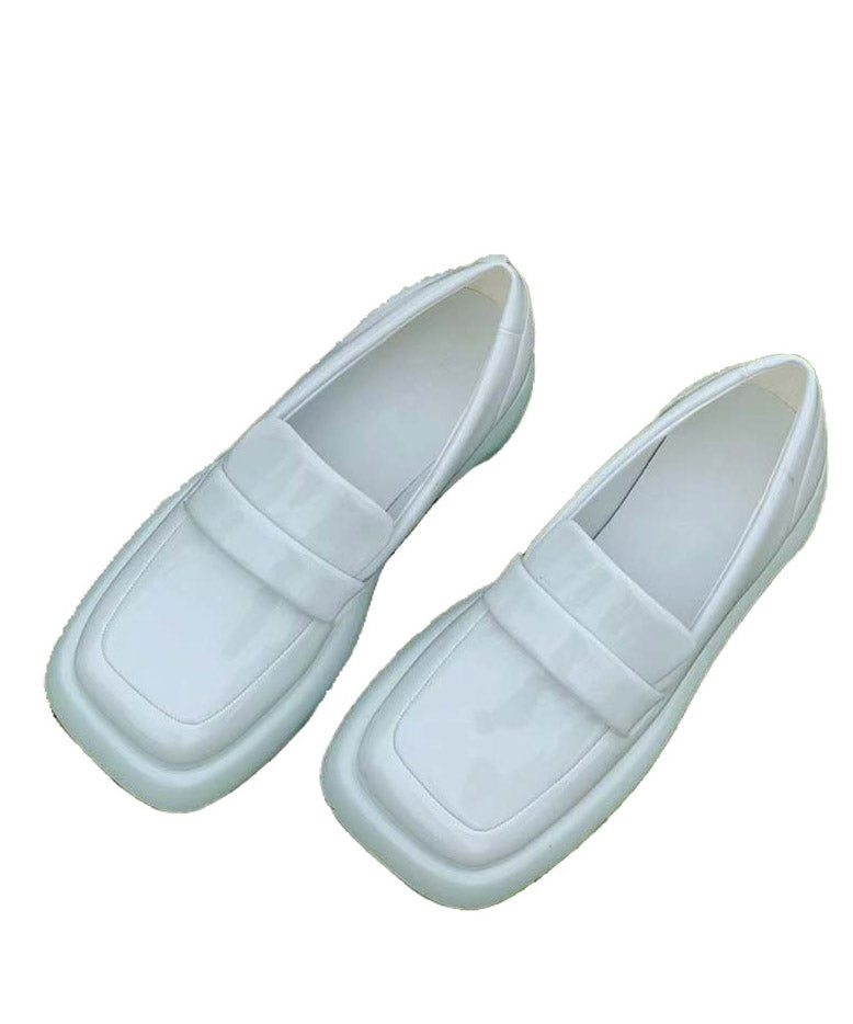 Simple Baby Blue Faux Leather Splicing Platform Flat Feet Shoes