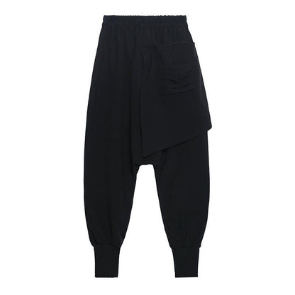 Asymmetrical Design Harem Harem Cotton Pants