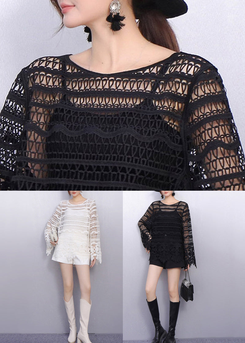 Perspective White Detailing Lace Tops Texture Hollow Out
