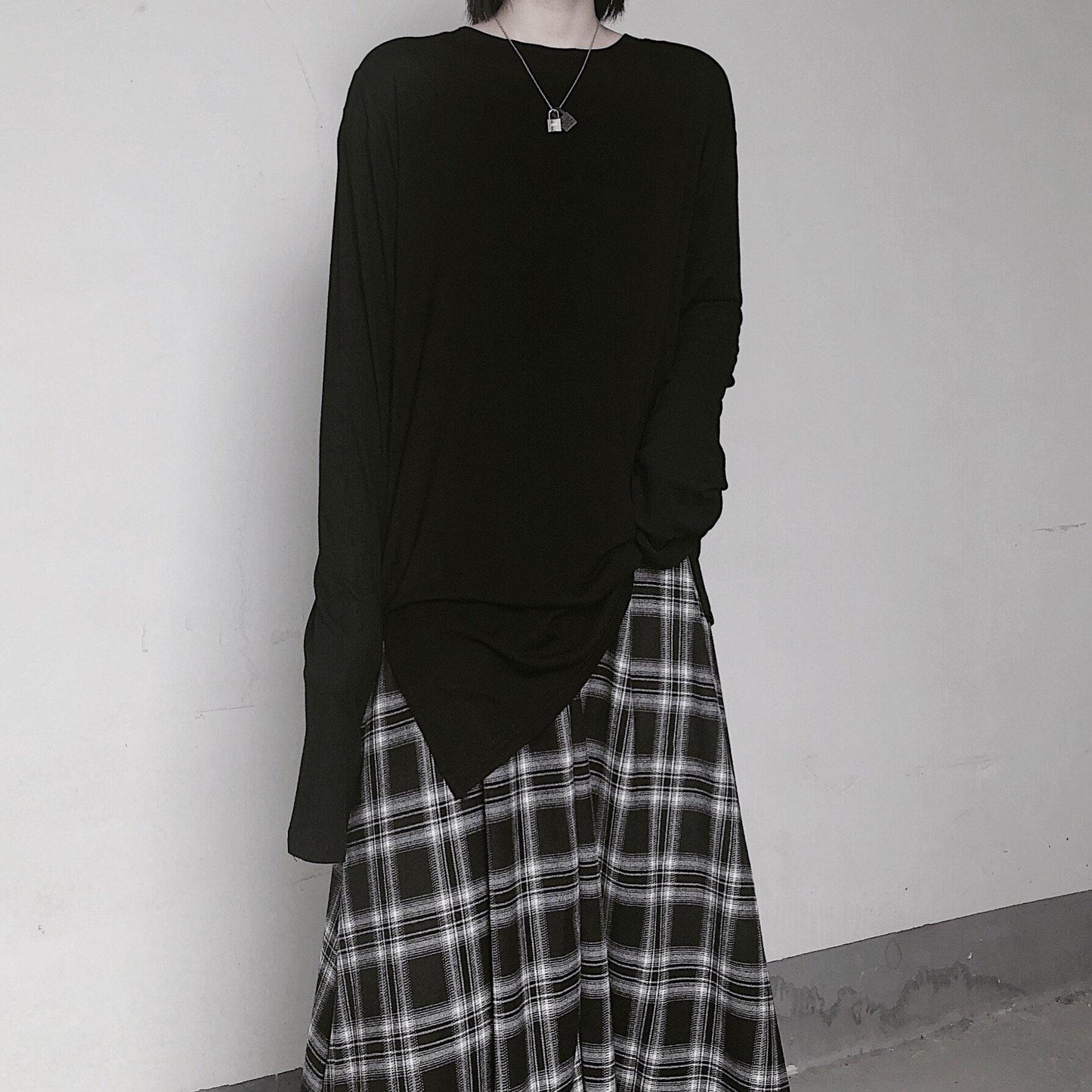 Organic O Neck Side Open Clothes for Design Black Tops