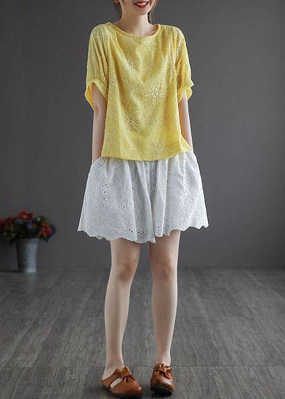 Blue Embroideried Summer Blouses Half Sleeve