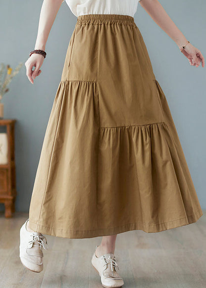 Modern Green High Waist Wrinkled Asymmetrical Design Pockets Fall Skirt