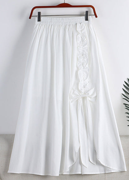 Vogue Green Asymmetrical Elastic Waist Ruffled Bow a Line Skirt Summer