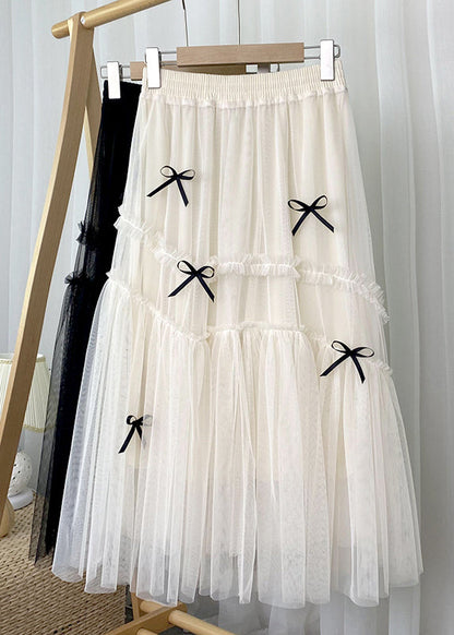 Organic Apricot Elastic Waist Tulle a Line Skirts Fall