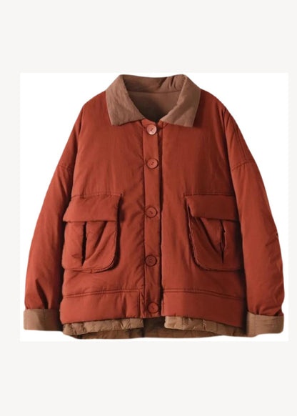 Original Design Red Pockets Fine Cotton Filled Coat Winter