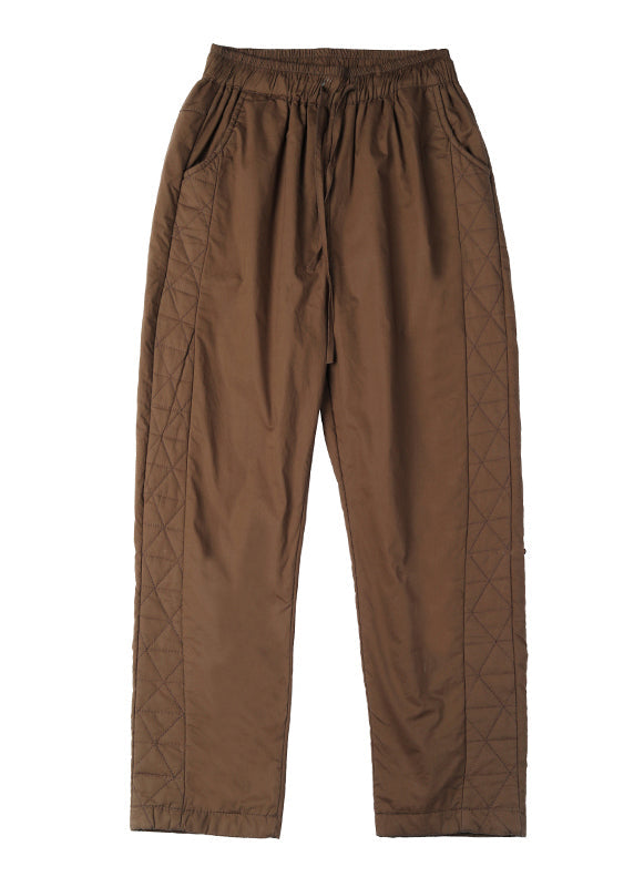 Coffee Oversized Warm Fine Cotton Filled Harem Pants Winter