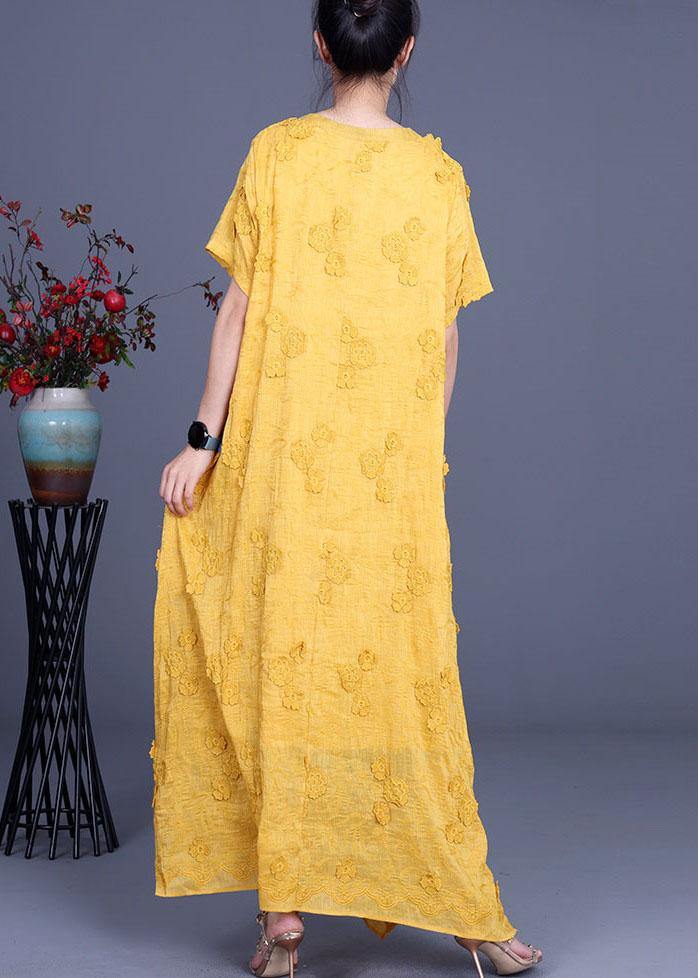Yellow 3d Summer Linen Dress