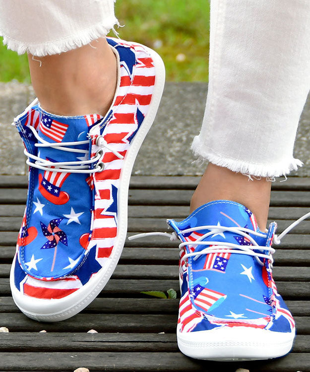 Splicing Red Blue Flat Feet Shoes Cross Strap Flat Shoes for