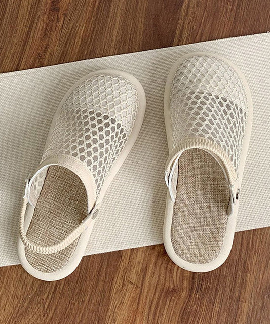 Beige Hollow Out Breathable Mesh Splicing Sandals