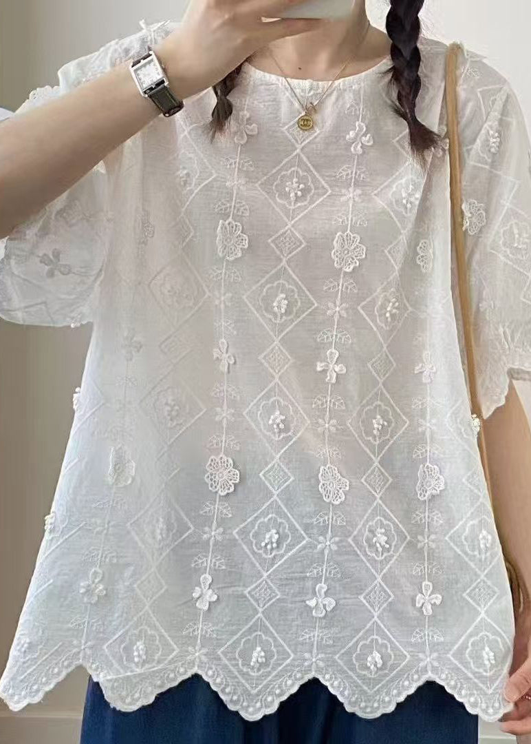 Apricot Oversized Jacquard Cotton Top Summer