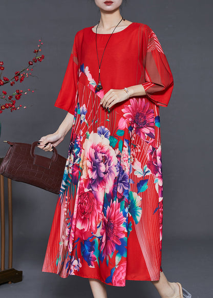 Italian Red Oversized Silk Dresses Summer