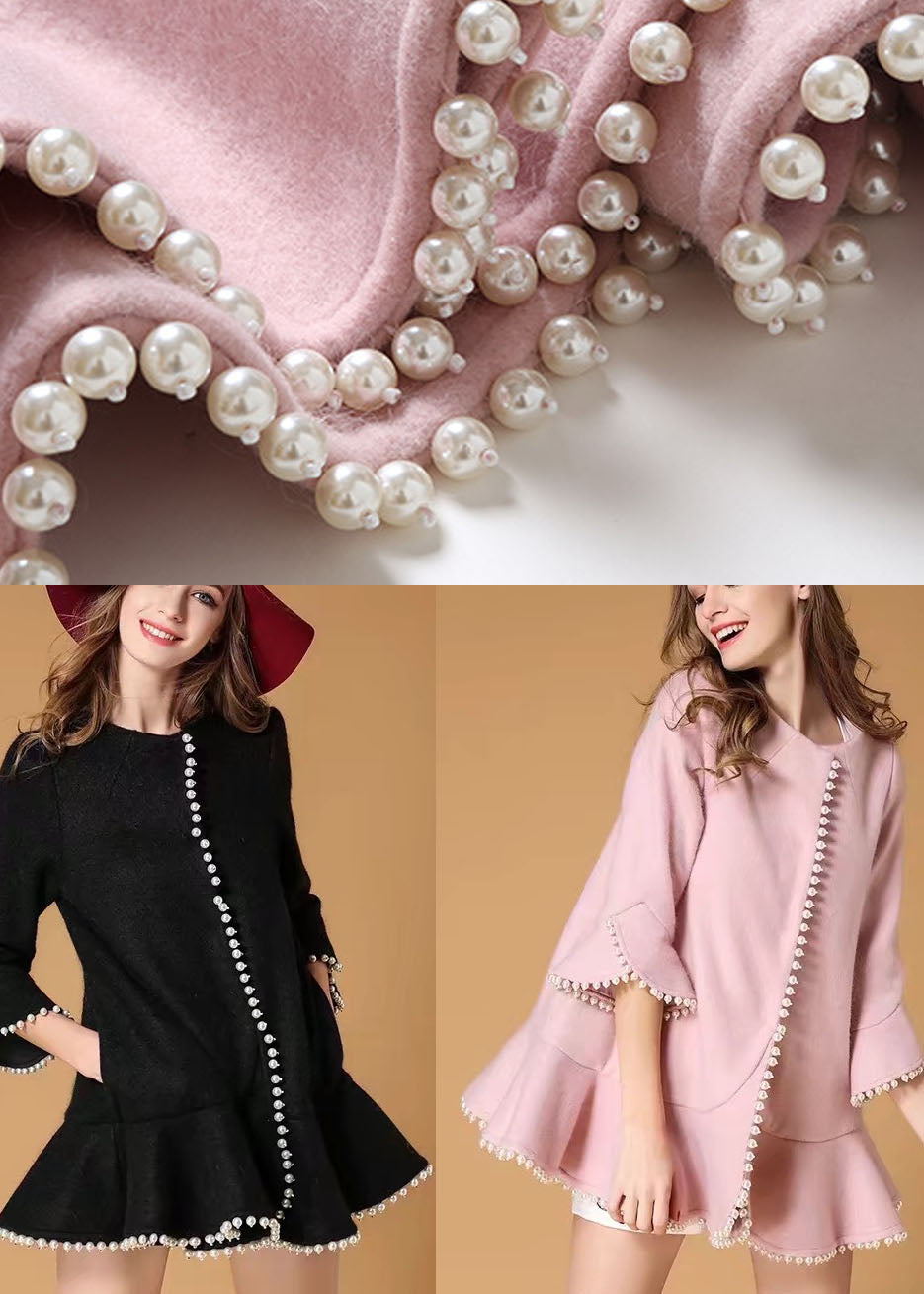 Fitted Black Ruffled Button Skinny Fall Woolen Coats