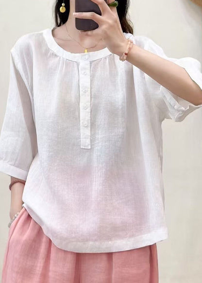 Art Purple Oversized Cotton Blouse Tops Bracelet Sleeve
