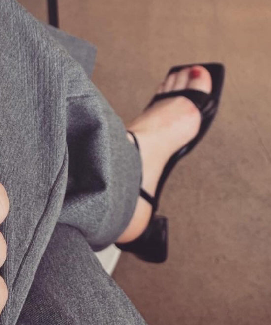 Splicing Chunky Sandals Red Genuine Leather Peep Toe