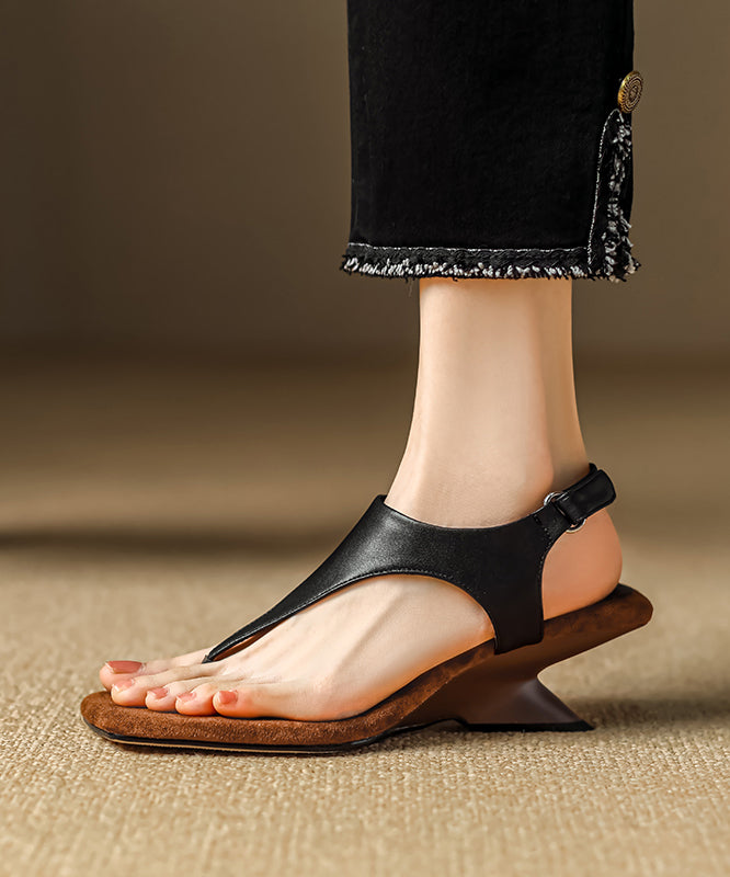 White Thong Sandals Alien Heel Cowhide Leather