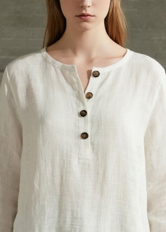 White Oversized Patchwork Cotton Tops Spring