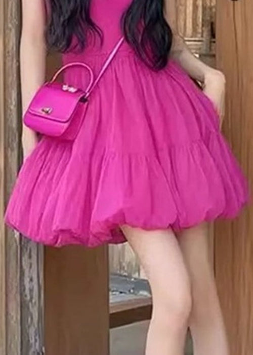 Simple Rose Cold Shoulder Cotton Spaghetti Strap Dress Sleeveless