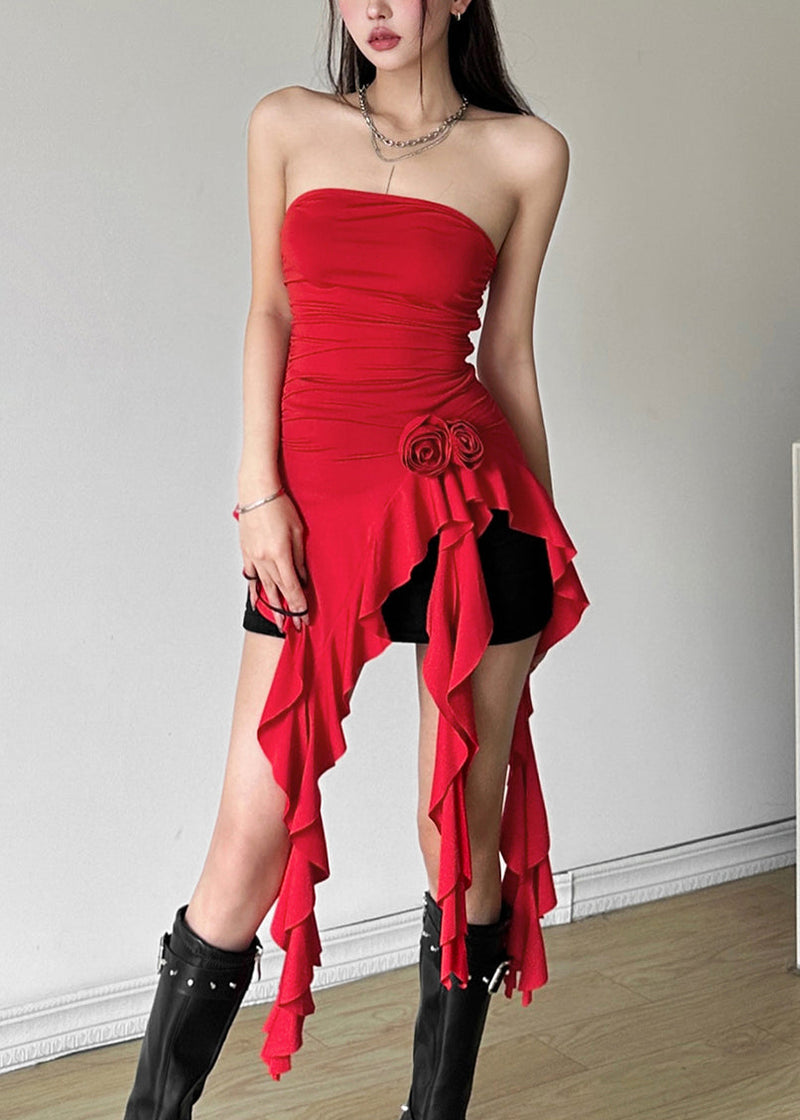 Red Cold Shoulder Cotton Top Sleeveless