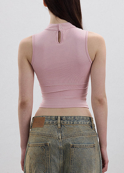 Black Hollow Out Embroidered Cotton Tank Sleeveless