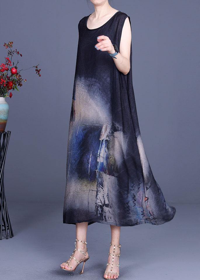 Black Print Silk Cardigans Braces Skirt Two Pieces Set
