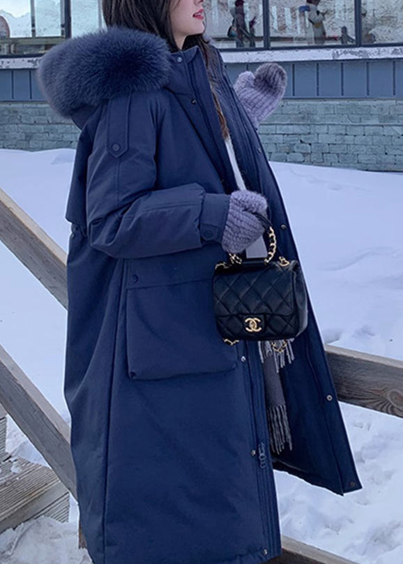Caramel Hooded Pockets Fur Collar Duck Down Coats Winter