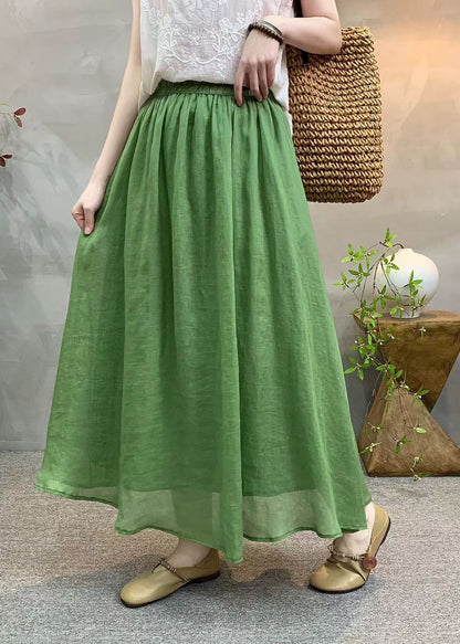 New Navy Elastic Waist Linen Skirts Summer