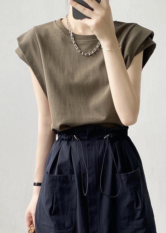 Army Green O Neck Cotton T Shirts Summer