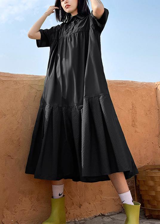 Organic Green Cotton Pockets Peter Pan Collar Dresses Summer