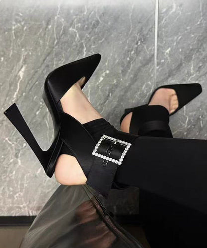Stylish Splicing Stiletto High Heels Rose Faux Leather Buckle Strap Zircon