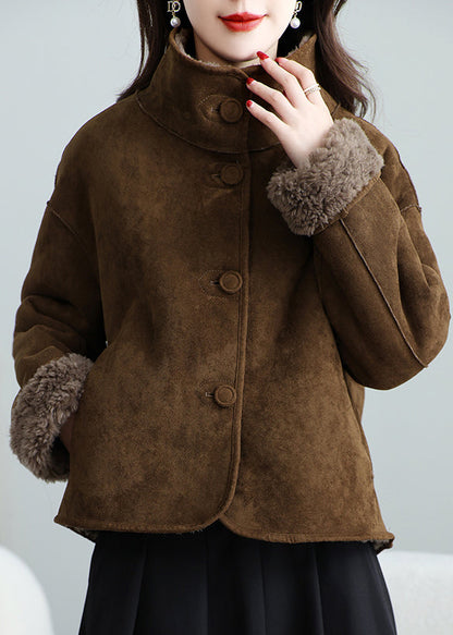 Chocolate Woolen Coat Outwear Oversized Wear on Both Sides Winter