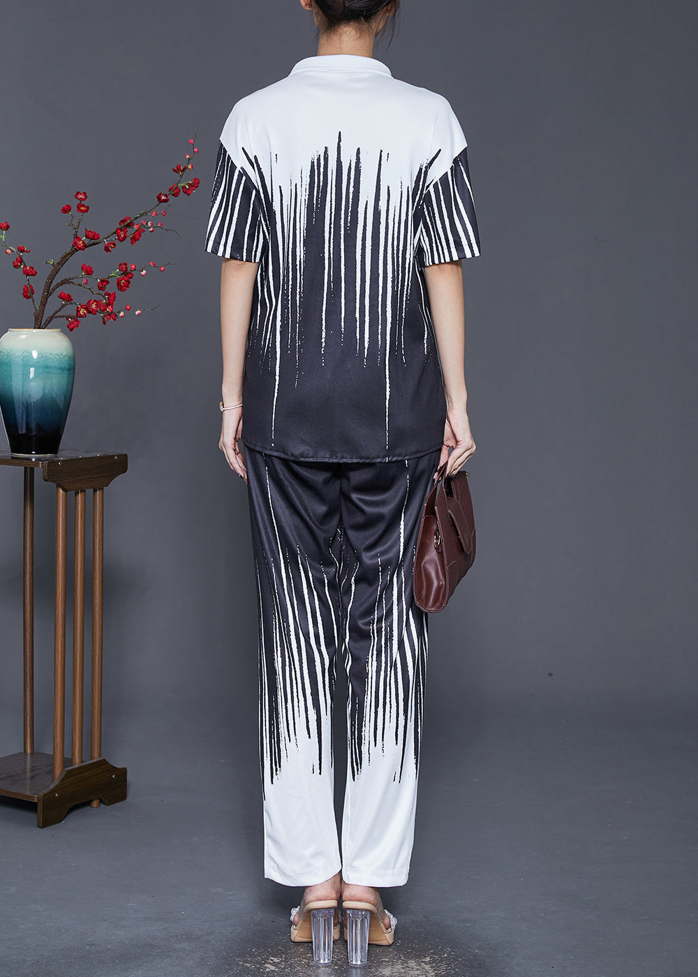 Gradient Color Oversized Ice Silk Two Pieces Set Fall